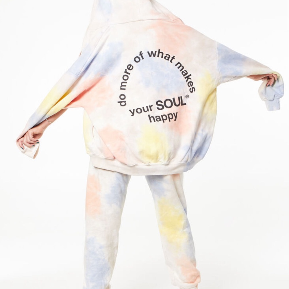 soulcycle tie dye zip up oversized hoodie size S